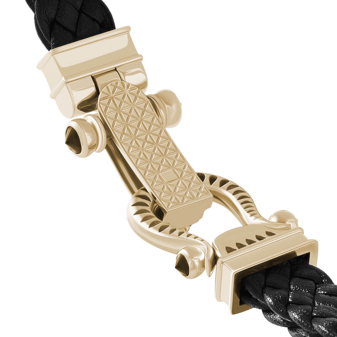 Atolyestone Solid Gold Iconic North Star Leather Bracelet Buckle Rear Detail
