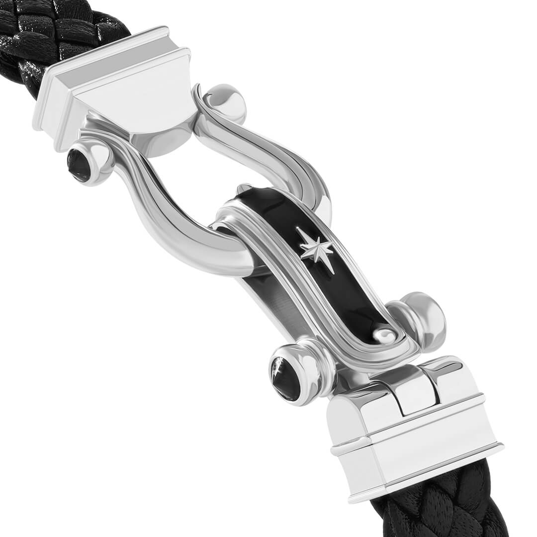 Atolyestone Iconic North Star Leather Bracelet in 925 Solid Silver Buckle Detail