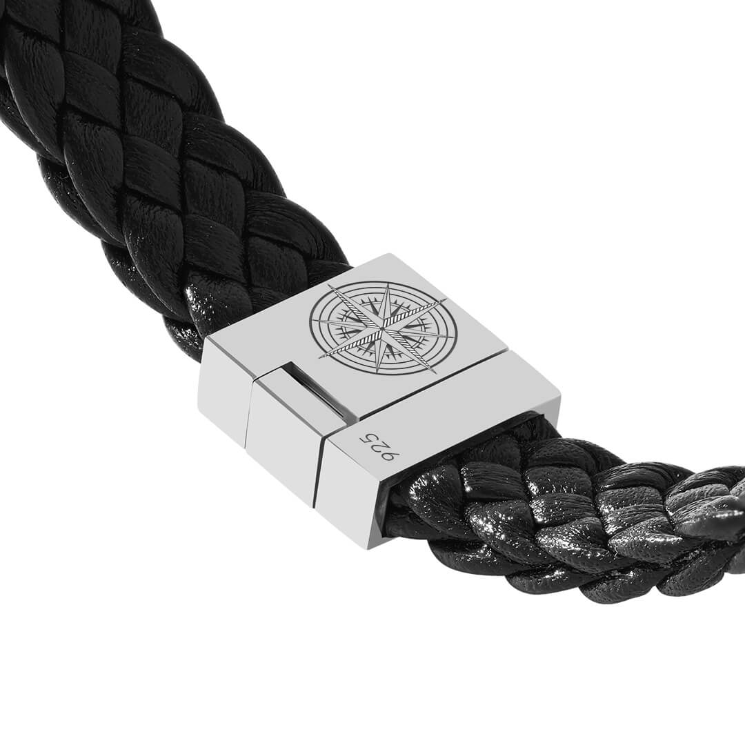 Atolyestone Iconic North Star Leather Bracelet in 925 Solid Silver Clasp Detail