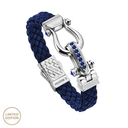 Men's Iconic Sapphire Pave Blue Woven Leather Bracelet
