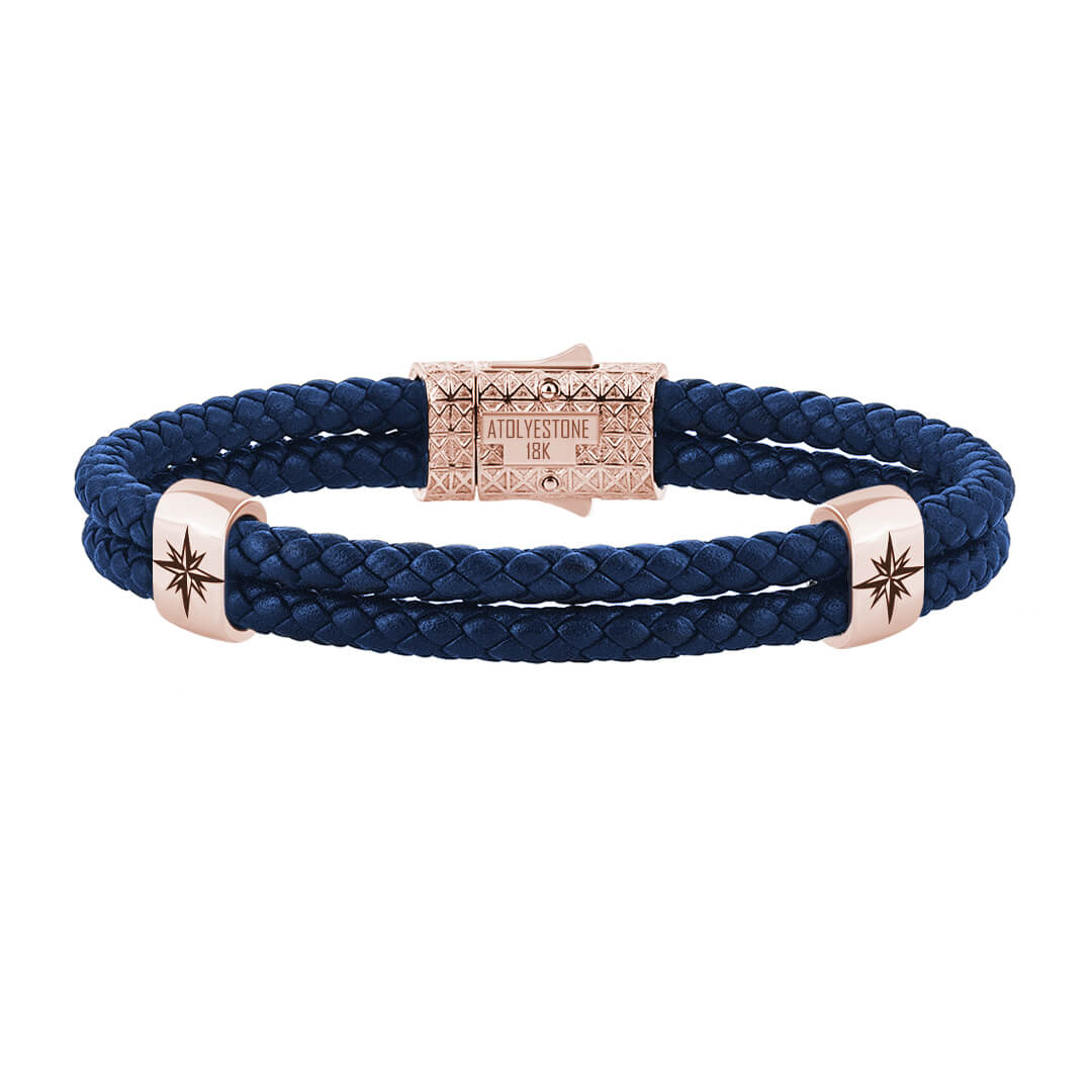 Atolyestone North Star Elements in Solid Gold - Blue Leather Rose Gold