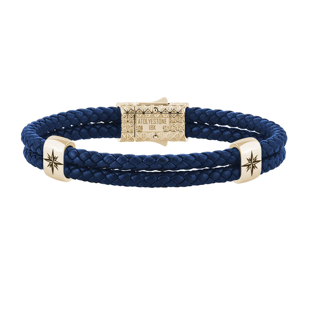 Atolyestone North Star Elements in Solid Gold - Blue Leather Yellow Gold