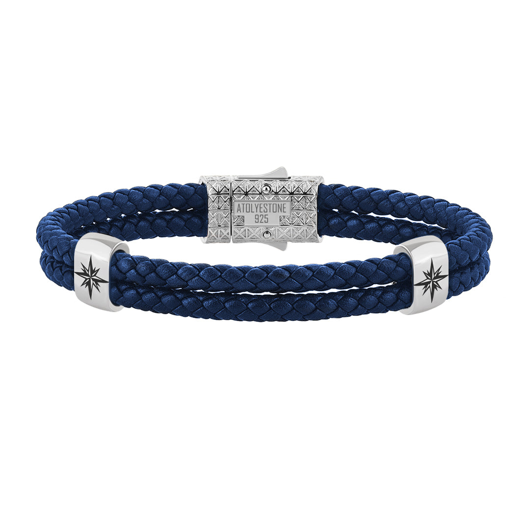 Atolyestone North Star Elements 925 Solid Silver - Blue Leather Silver