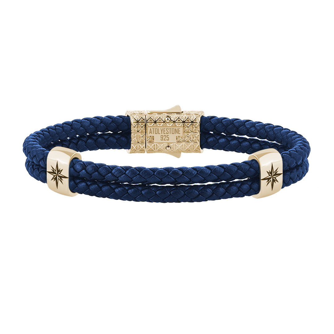 Atolyestone North Star Elements 925 Solid Silver - Blue Leather Yellow Gold