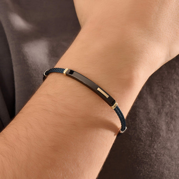 Azure Noir Double Cable Bracelet with 14K Solid Gold