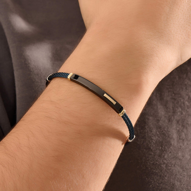 Azure Noir Double Cable Bracelet with 14K Solid Gold