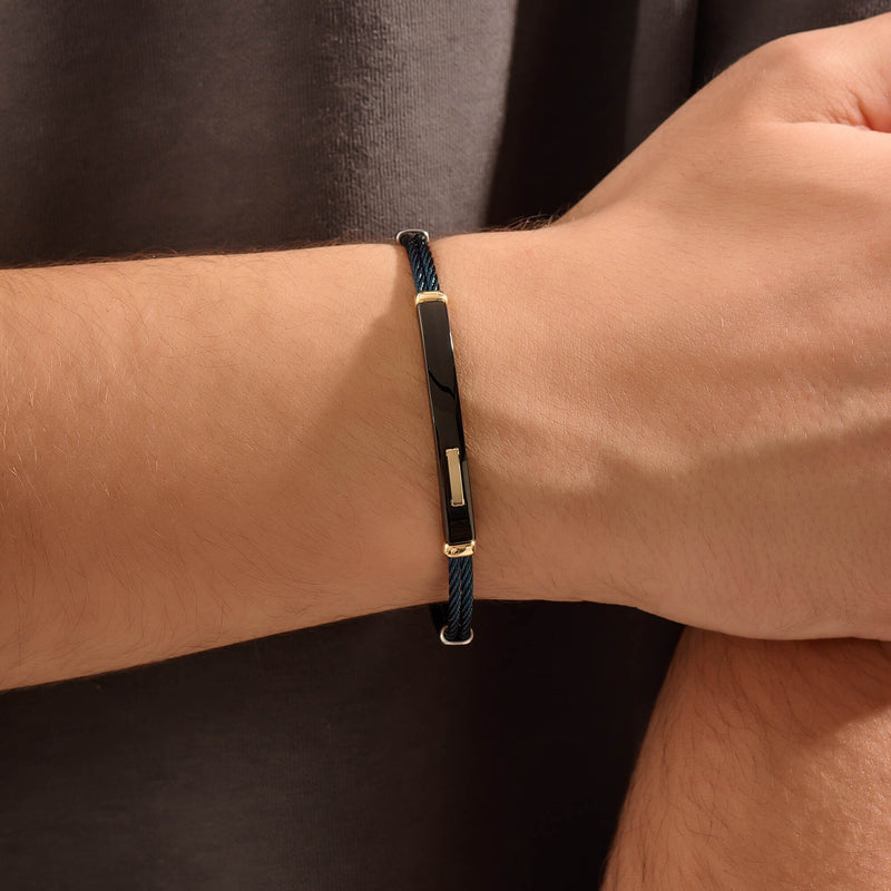 Atolyestone 14K Gold Accented Azure Noir Double Cable Bracelet