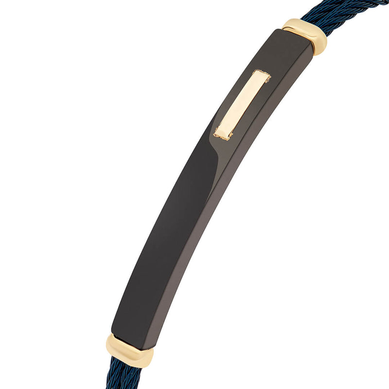 Men's Azure Noir Steel Cable Bracelet Front