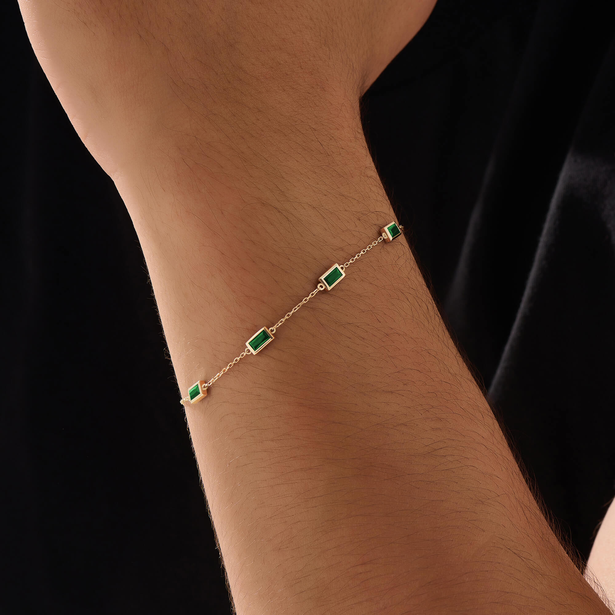 Men's Gold Baguette Chain Bracelet