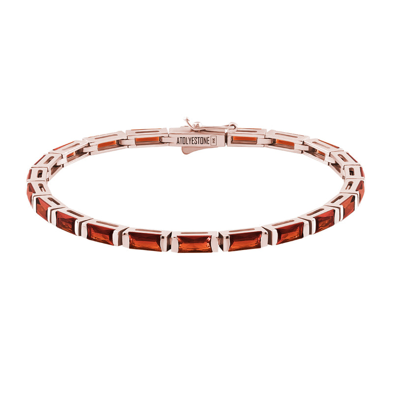 Men's Baguette Ruby Tennis Bracelets in 14K Solid Rose Gold