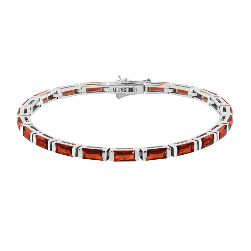 Men's Baguette Ruby Tennis Bracelets in 14K Solid White Gold