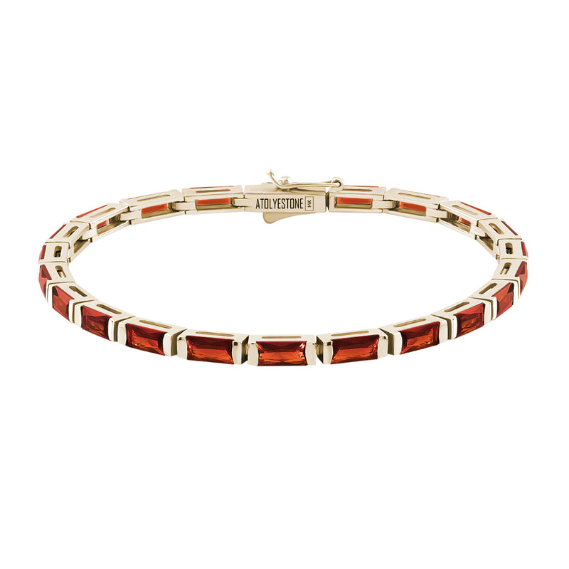 Men's Baguette Ruby Tennis Bracelets in 14K Solid Yellow Gold