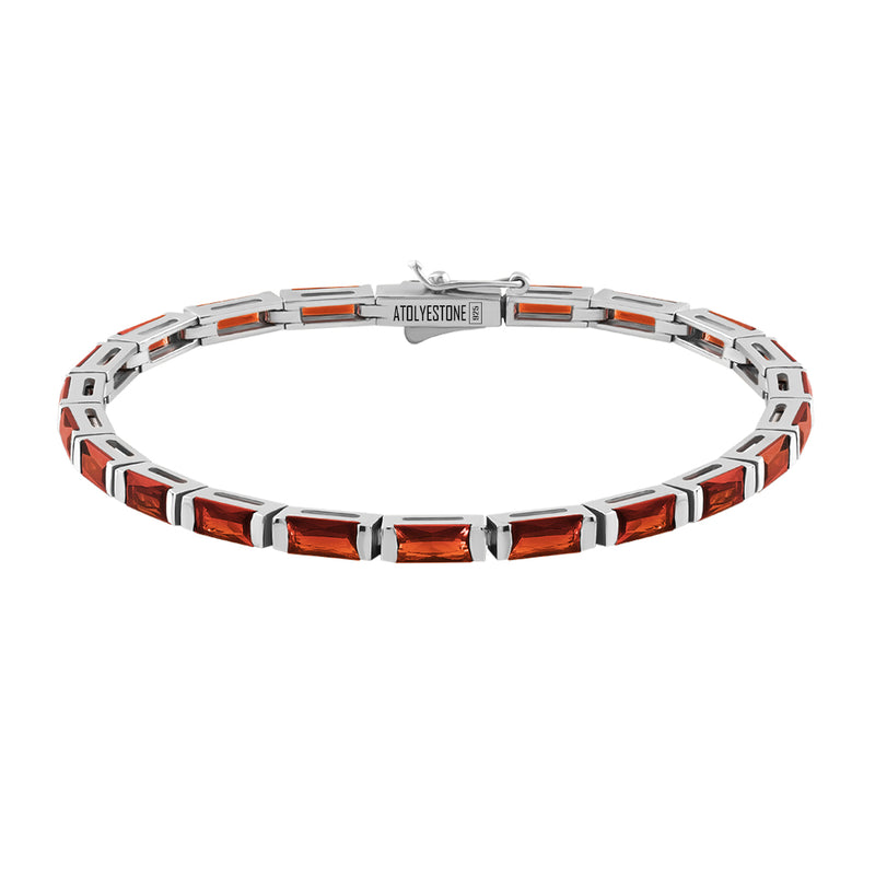 Men's Baguette Ruby Tennis Bracelets in Solid Silver