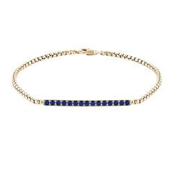 14K Solid Yellow Gold Sapphire Pave Chain Bracelet