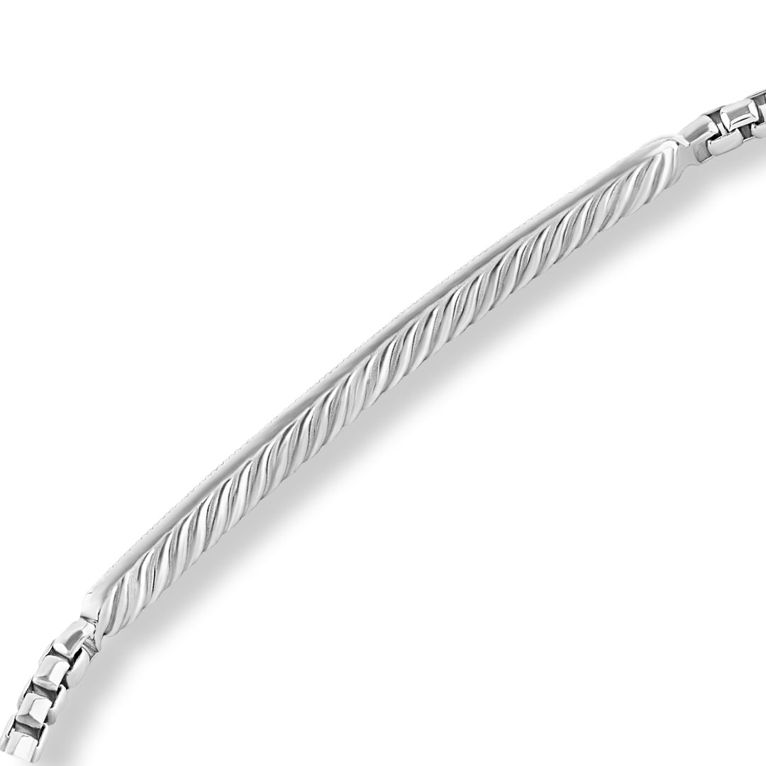 Gemstone Pave Bar Box Chain bracelet in 925 Sterling Silver