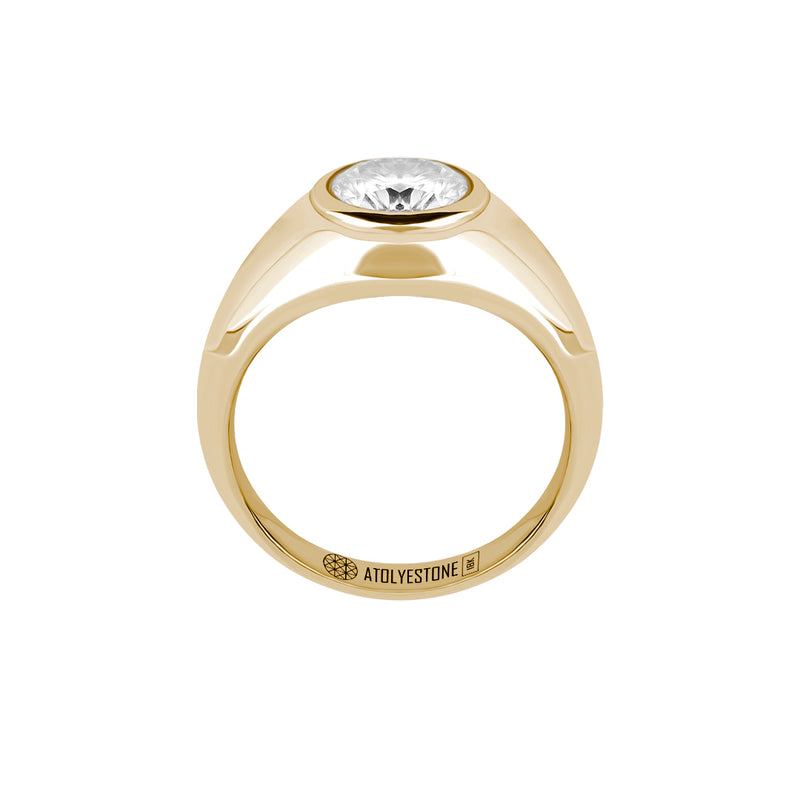 Men's 1.95ct Round Cut Moissanite Signet Ring in Real Gold