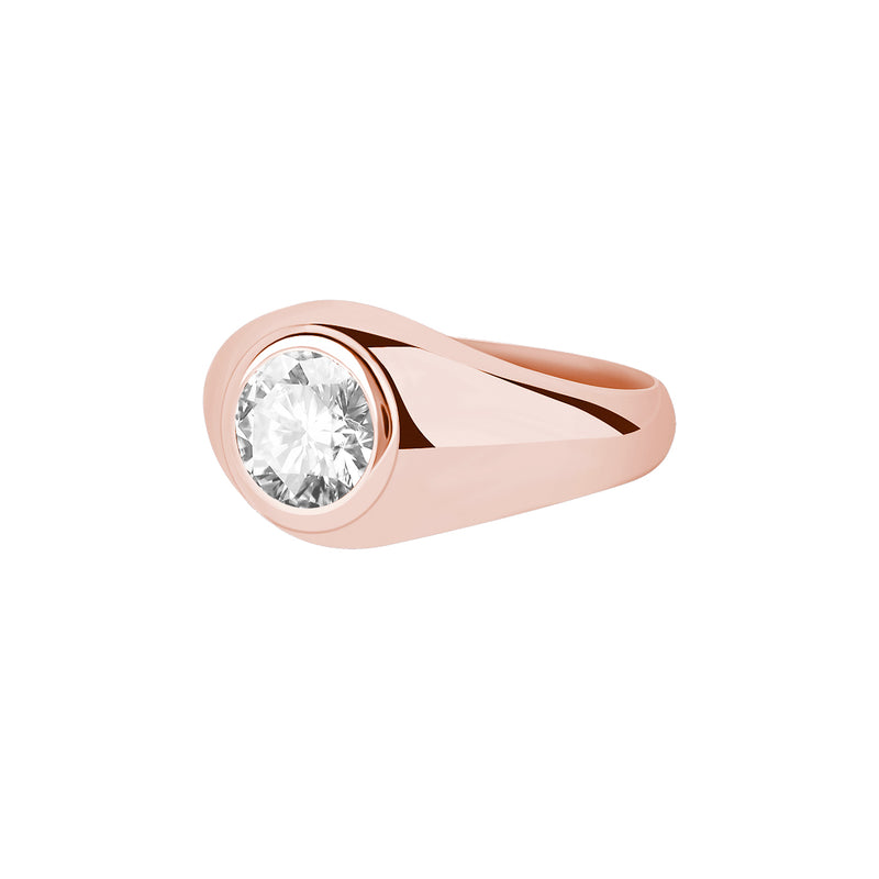 Solid Rose Gold Moissanite Signet Ring for Men