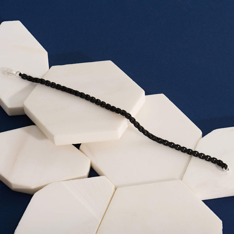 Atolyestone Box Chain Bracelet in Black for Men
