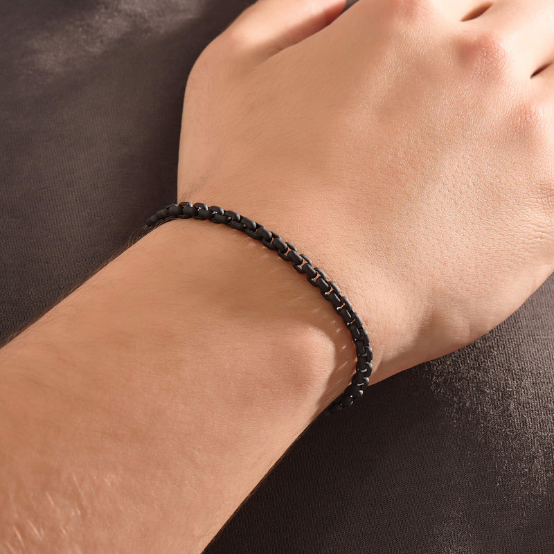 Men's Black Box Chain Bracelet