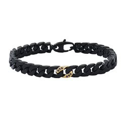 Black Ceramic Diamond Miami Cuban Links Bracelet with Solid 14K Yellow Gold