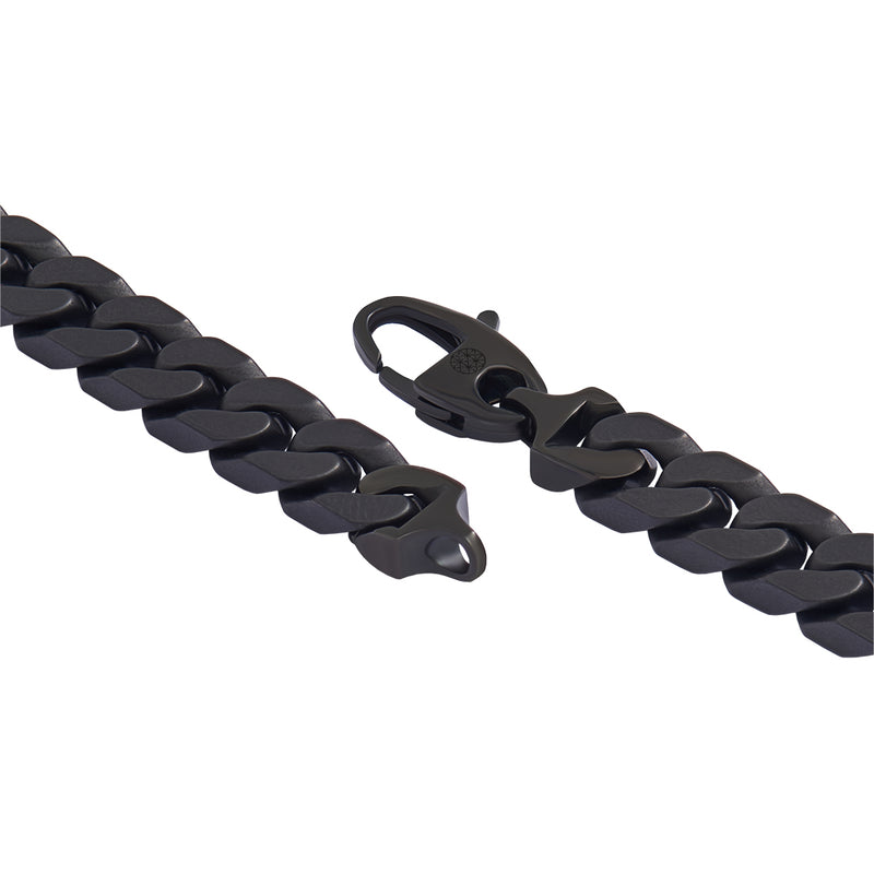 Atolyestone Men's Ceramic Black Diamond Miami Cuban Links Bracelet with Solid 14K Yellow Gold