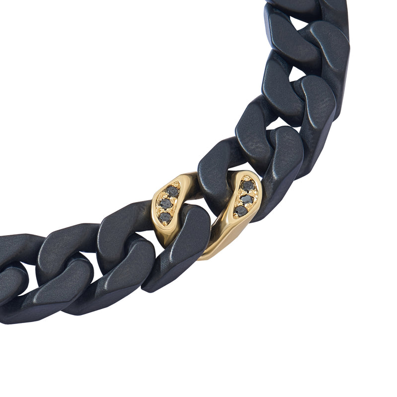 Solid Gold Black Ceramic Diamond Bracelet