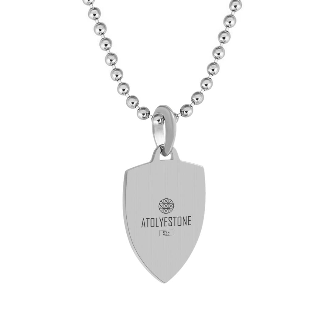 925 Silver Black Enamel Shield Pendan