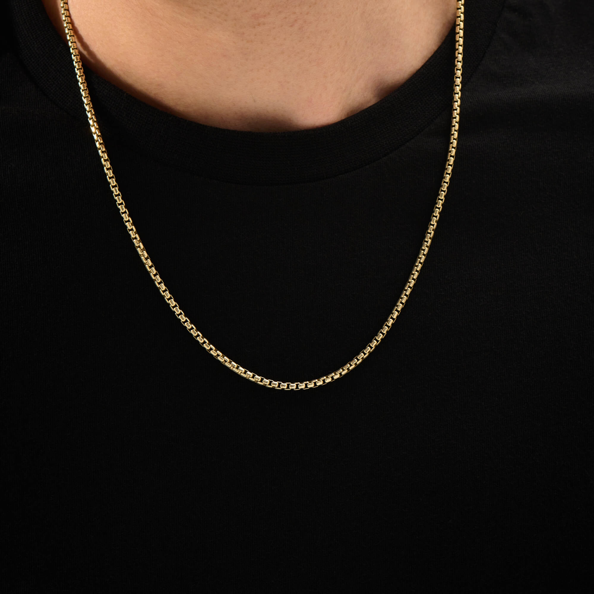Men's Solid Yellow Gold Box Necklace Chain