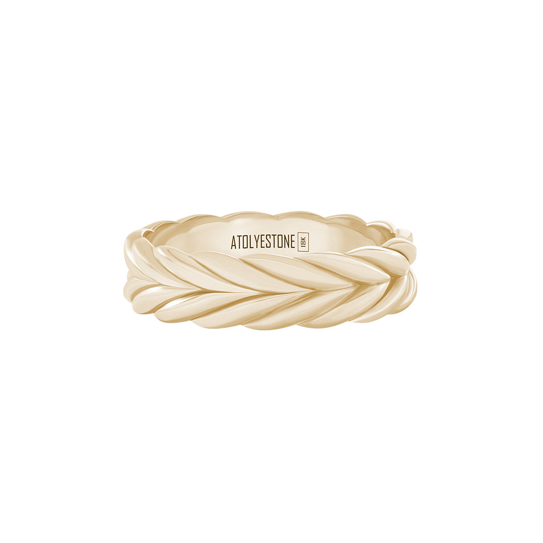 Braided Band Ring in Solid Yellow Gold