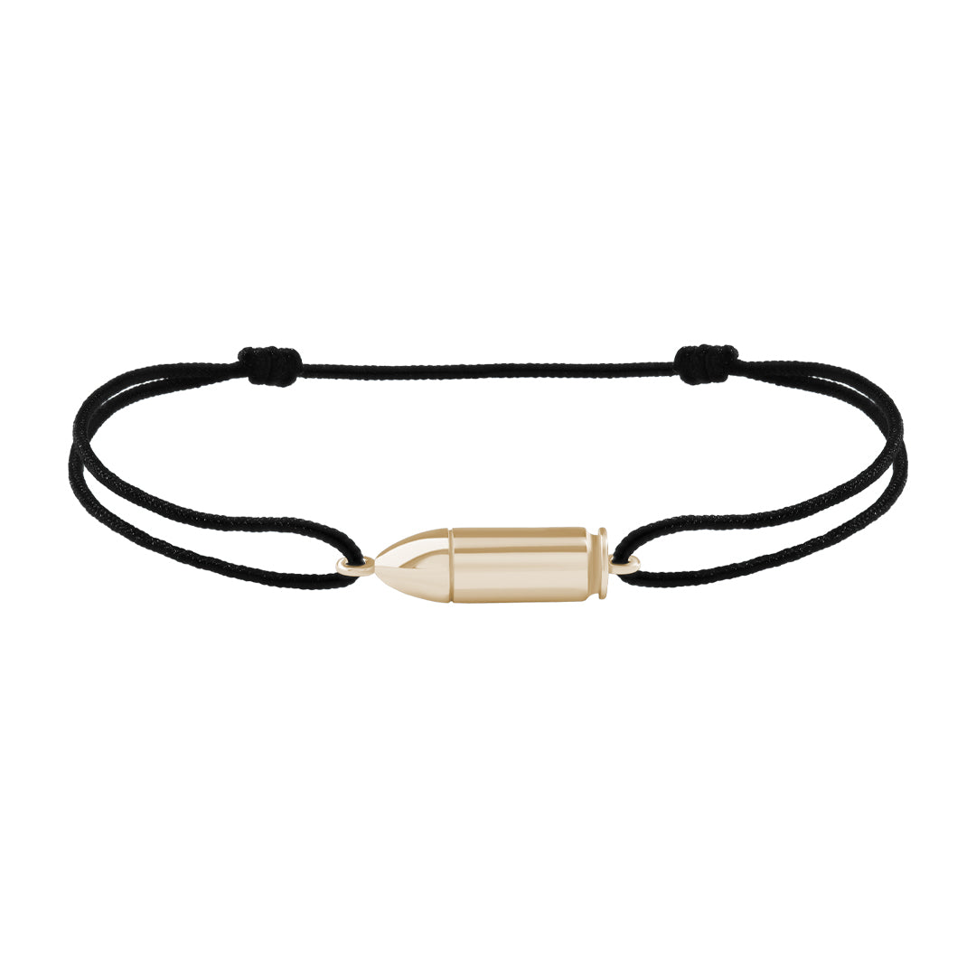 Men's Real Gold Bullet Charm Macrame Bracelet - Yellow Gold