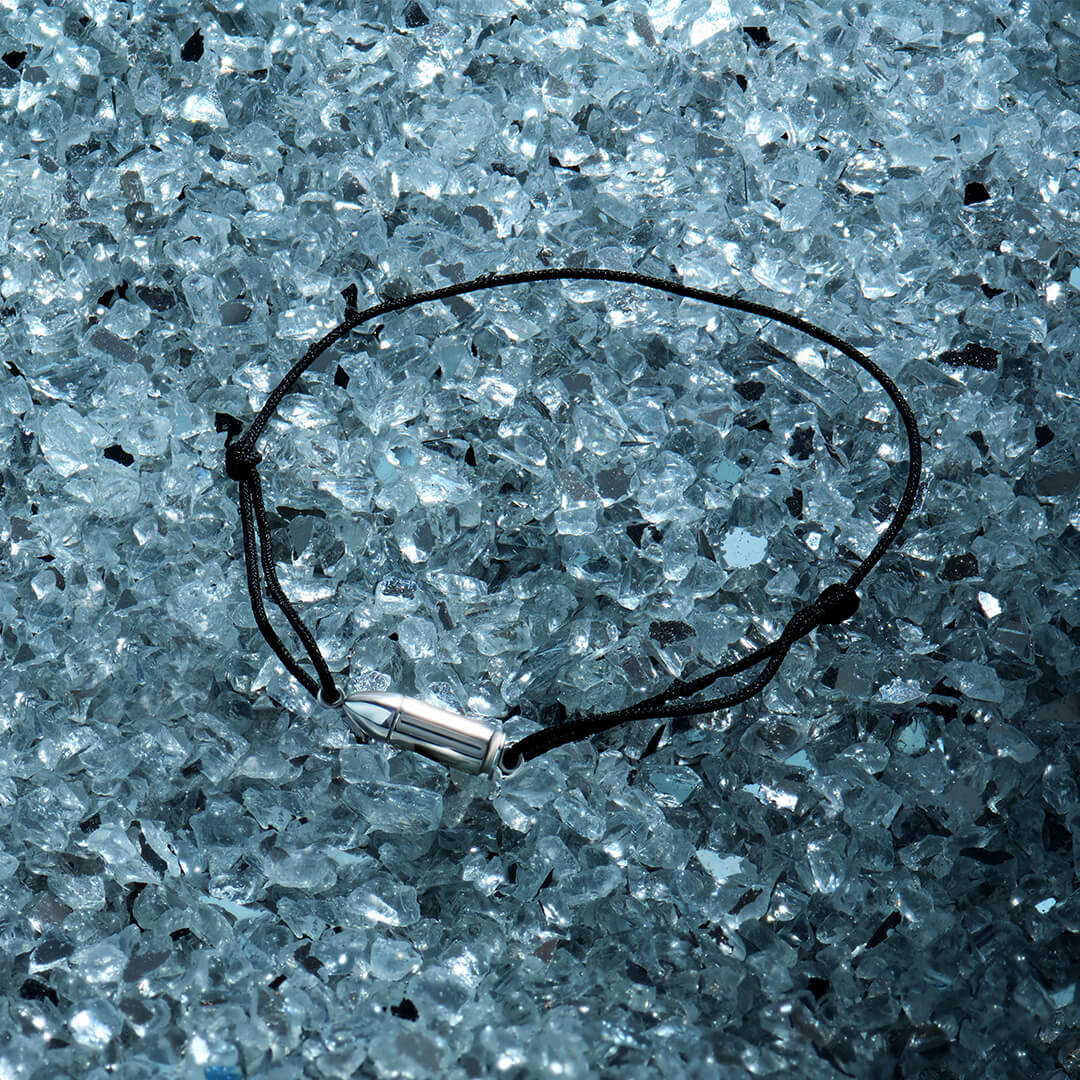 925 Sterling Silver Bullet Black Macrame Bracelet
