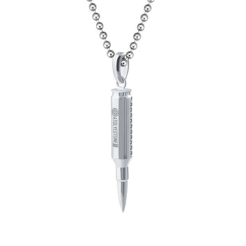 Bullet Pave Pendant - Solid Silver