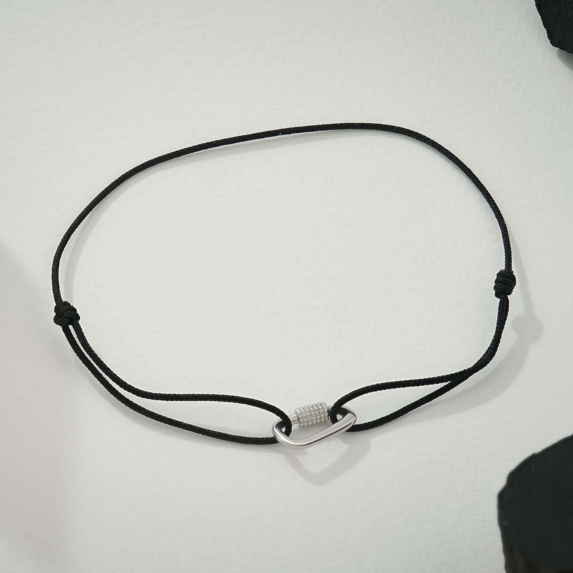 925 Sterling Silver Carabiner Macrame Bracelet