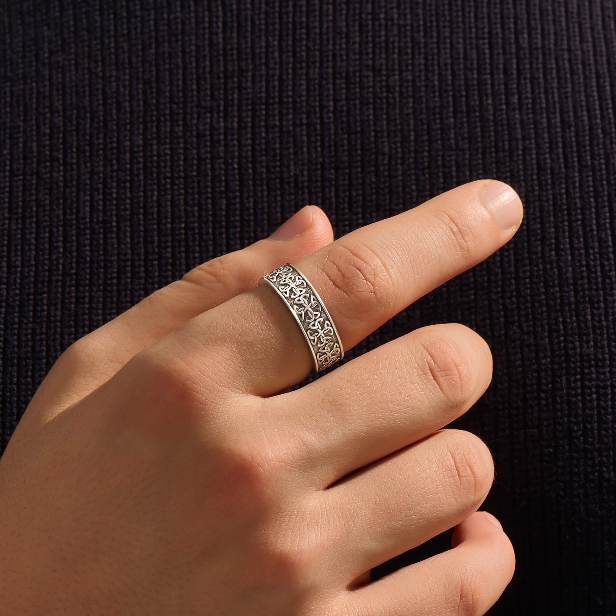 Celtic Band Ring in Solid Silver