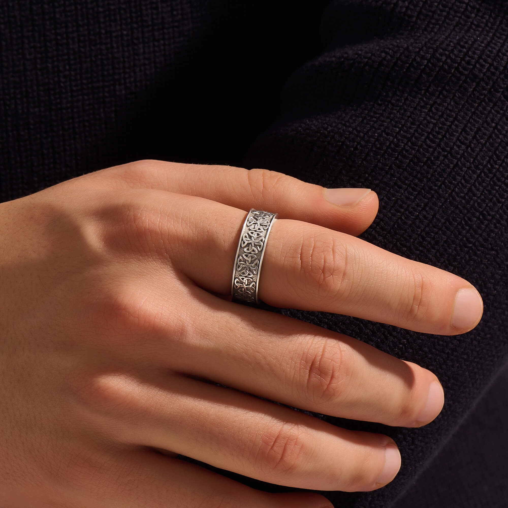 Celtic Wedding Band Ring in Solid Gold