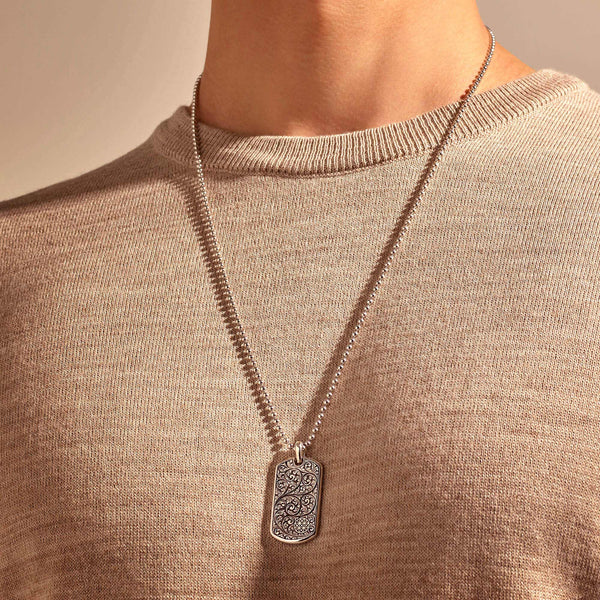 Men's Classic Soldier Tag Necklace in Solid Gold