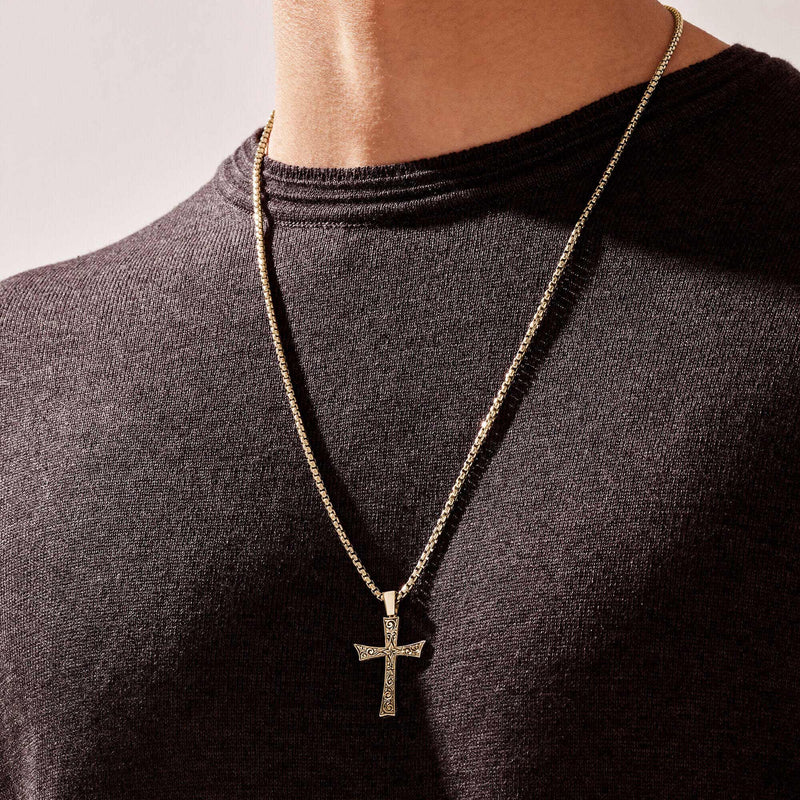 Classic Cross Necklace in Real Solid Gold