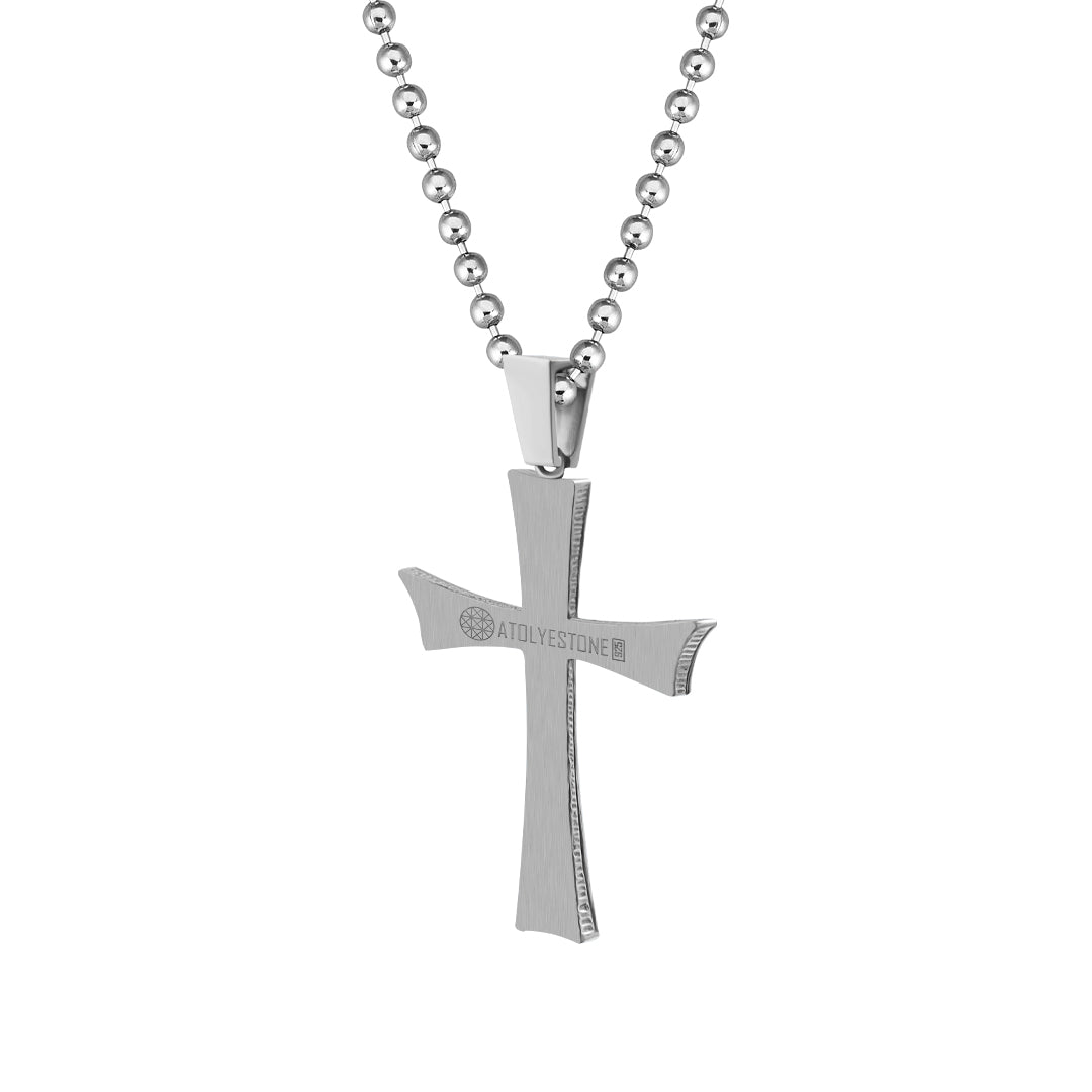 Classic Cross Necklace  - Carved Silver (Pendant only)