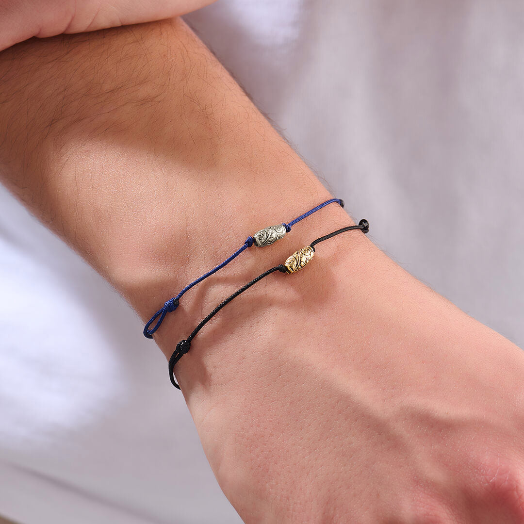 Men's Classic Charm Macrame Silver Bracelet