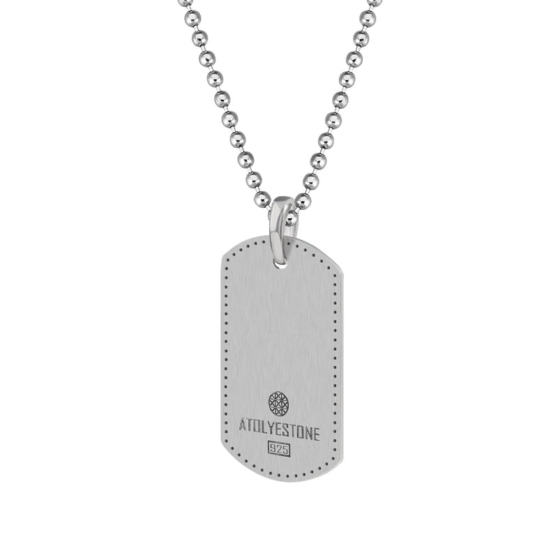 925 Solid Silver Classic Pave Soldier Tag Pendant