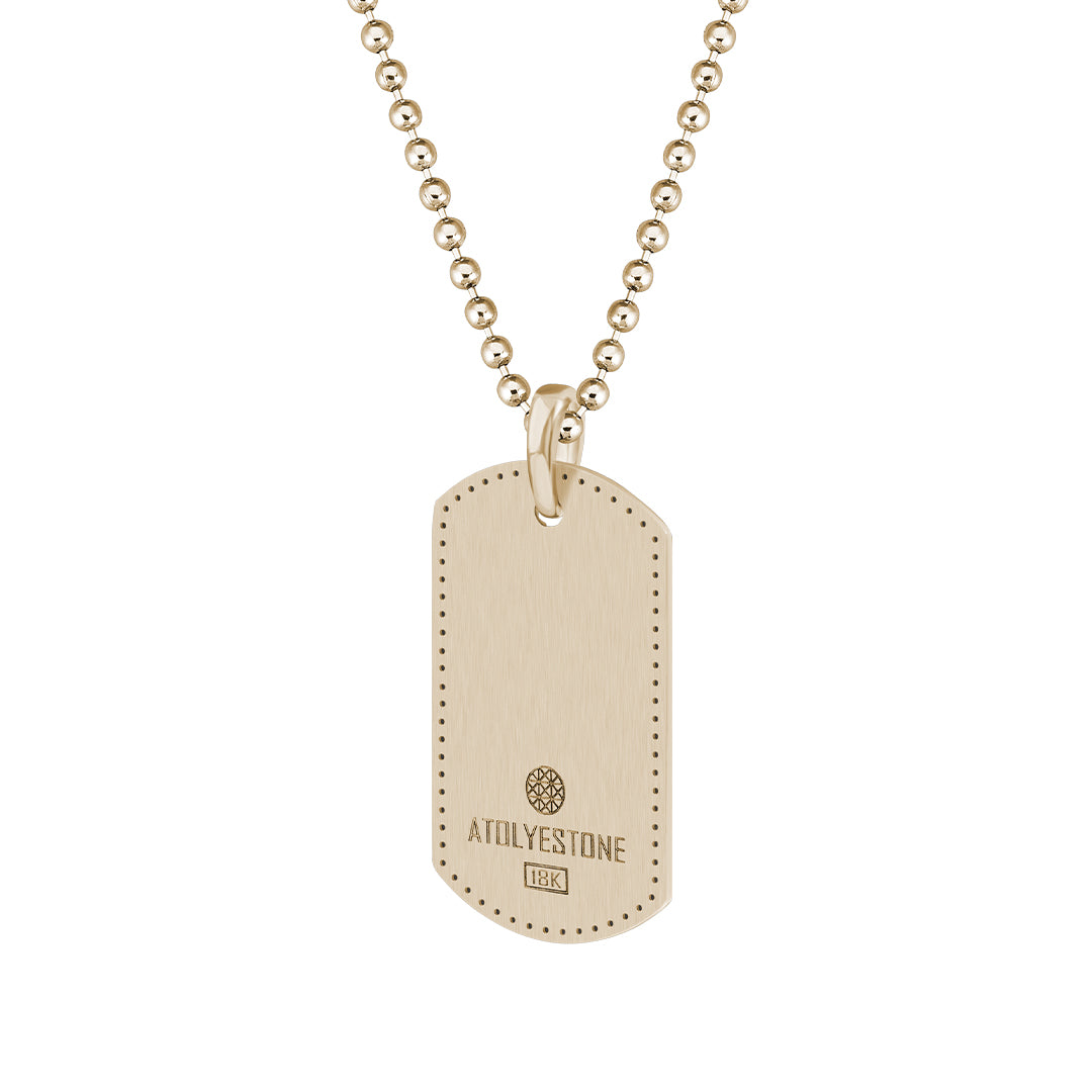 Atolyestone Real Gold Classic Carved Tag Necklace
