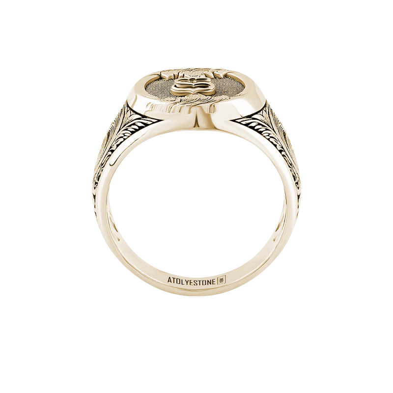 Men's Real Gold Art Deco Personalized Signet Ring