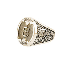 Solid Yellow Gold Classic Letter Signet Ring for Men