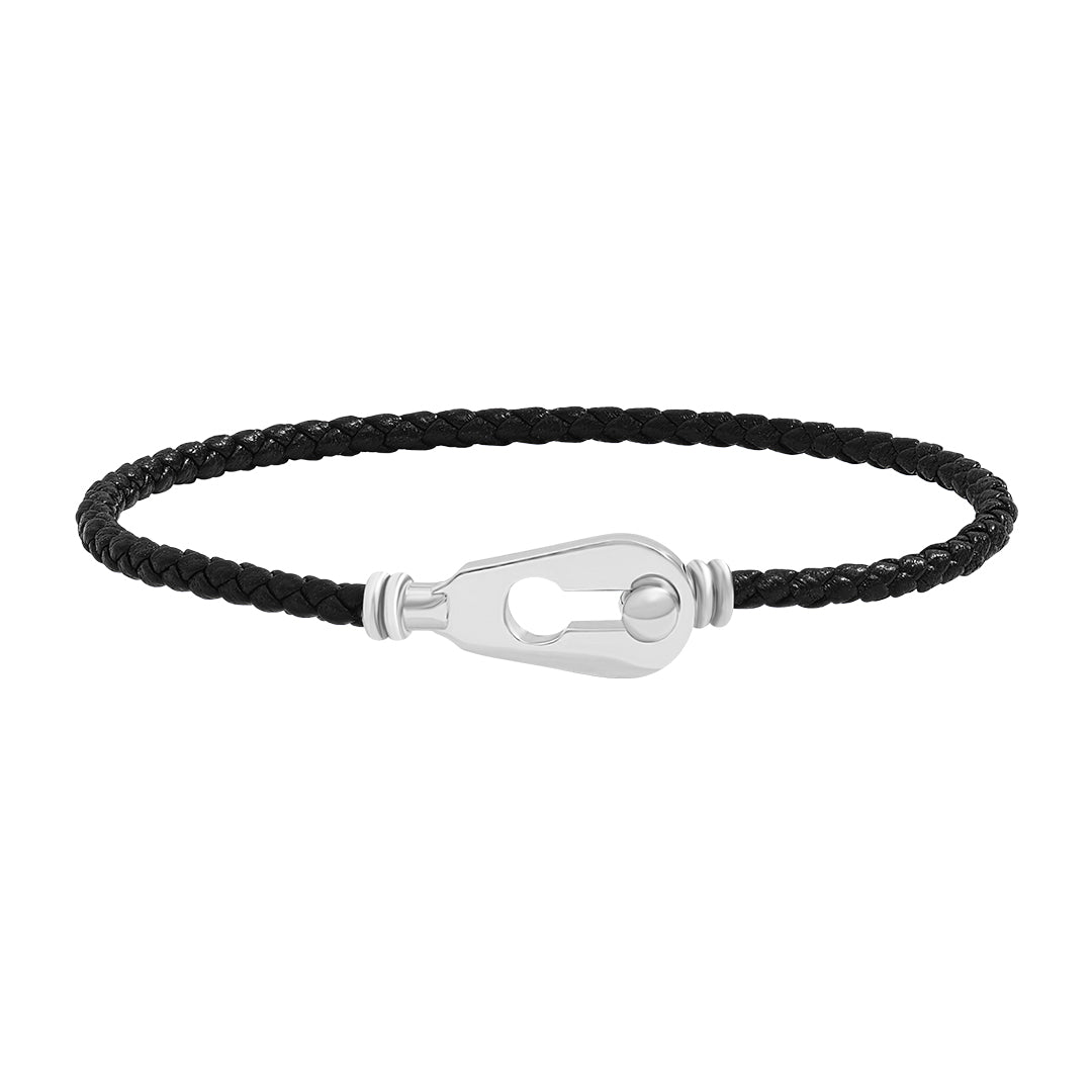 Clique Leather Bracelet in 925 Silver - Black Nappa Silver