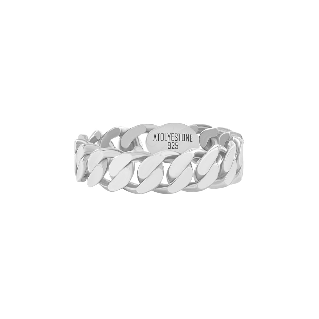 Cuban Link Band Ring in 925 Sterling Silver