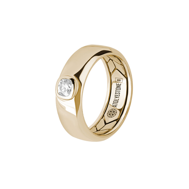 Solid Gold Bezel Moissanite Band Ring for Men