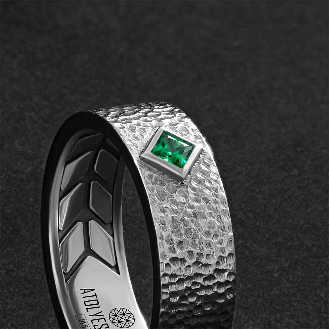 Custom Emerald Stone on Solid Silver Ring