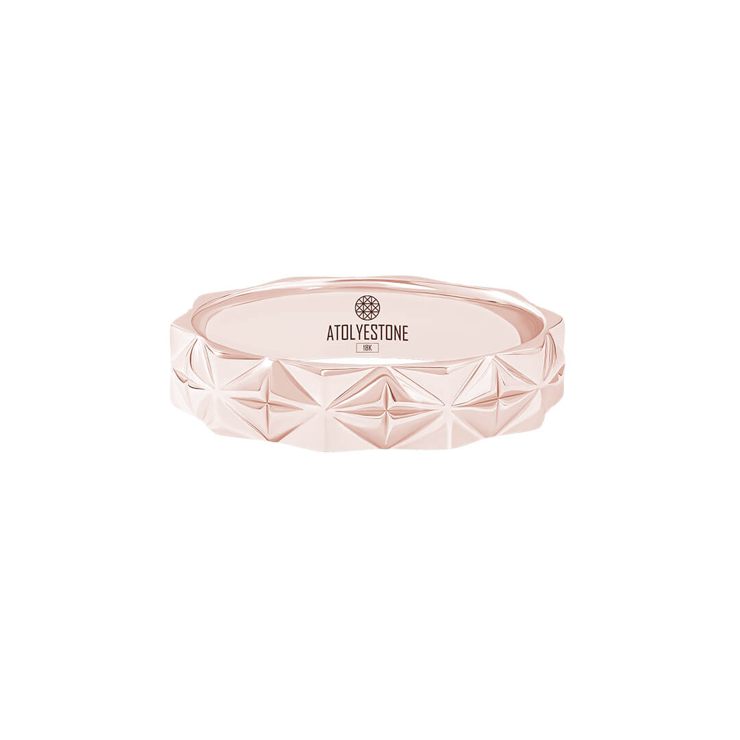 Diamond Cut Band Ring in Solid Rose Gold