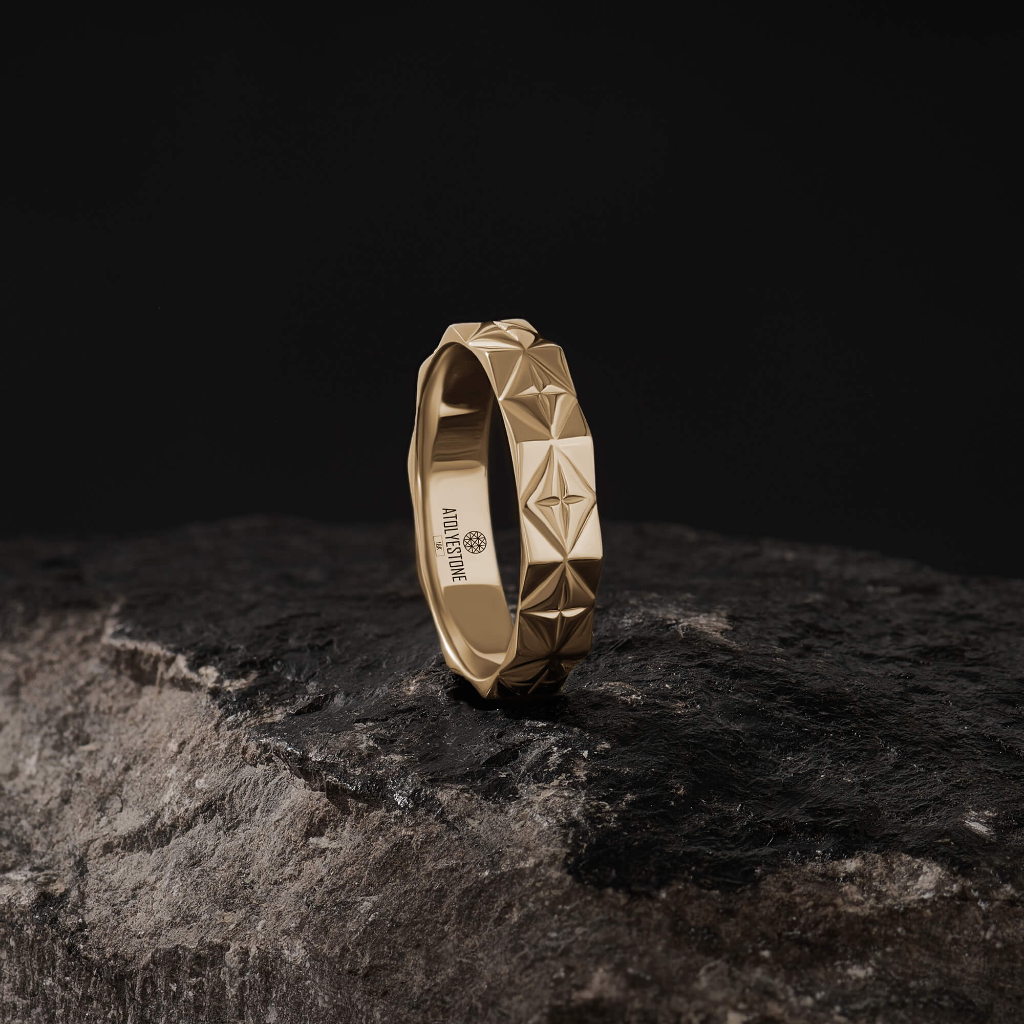 Diamond Cut Solid Gold Band Ring