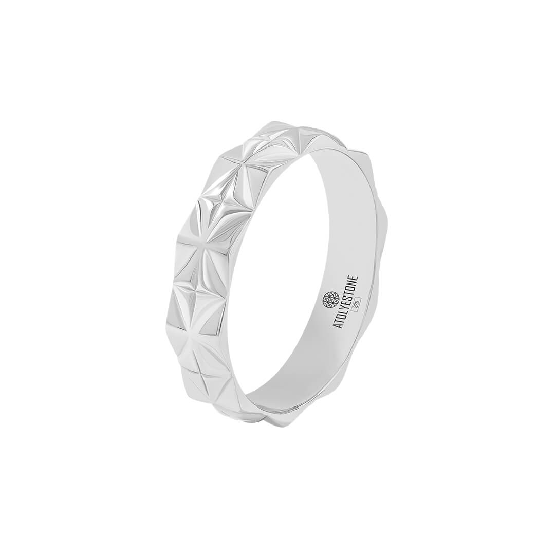 Diamond Cut Band Ring in 925 Silver
